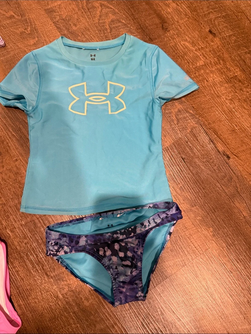 Under Armour Bright Blue Girls' Short-Sleeve Rash Guard Swim Top